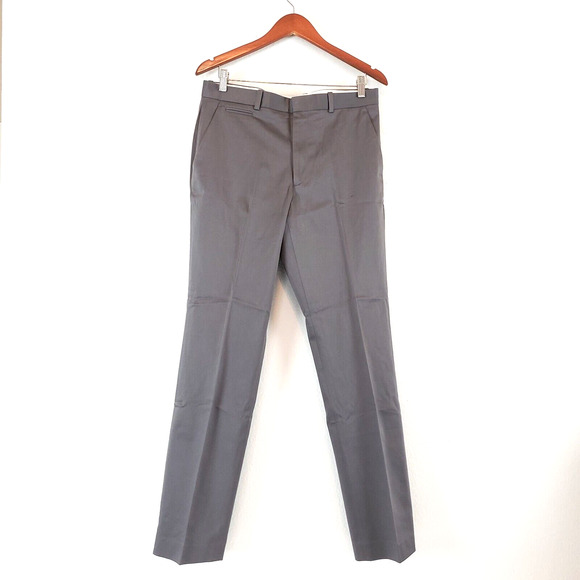 Perry Ellis Premium SIZE 32 X 32 Tailored Fit Gray Flat Front Cotton Pants Mens - Picture 9 of 9